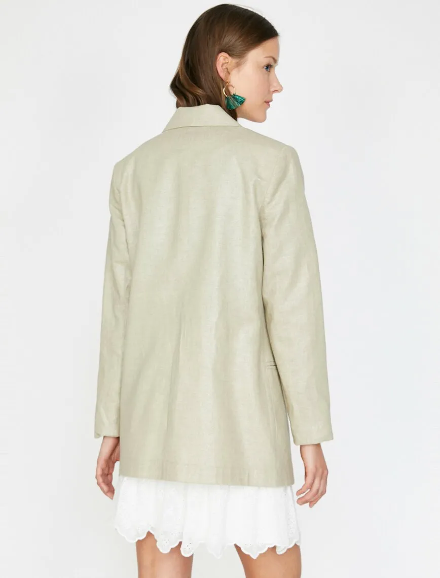 10607 Beige One Button Blazer