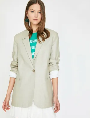 10607 Beige One Button Blazer