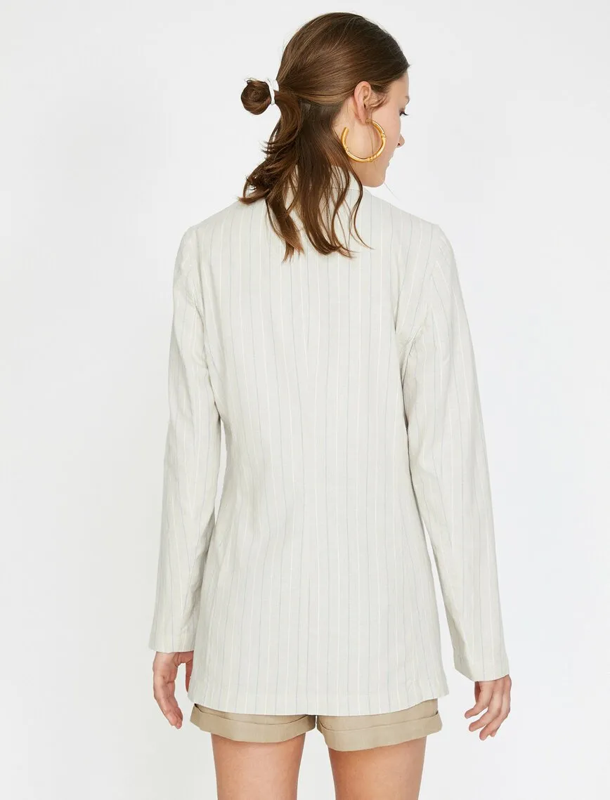 10609 Beige Striped Blazer