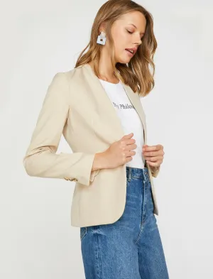 16536 Beige Collarless Jacket