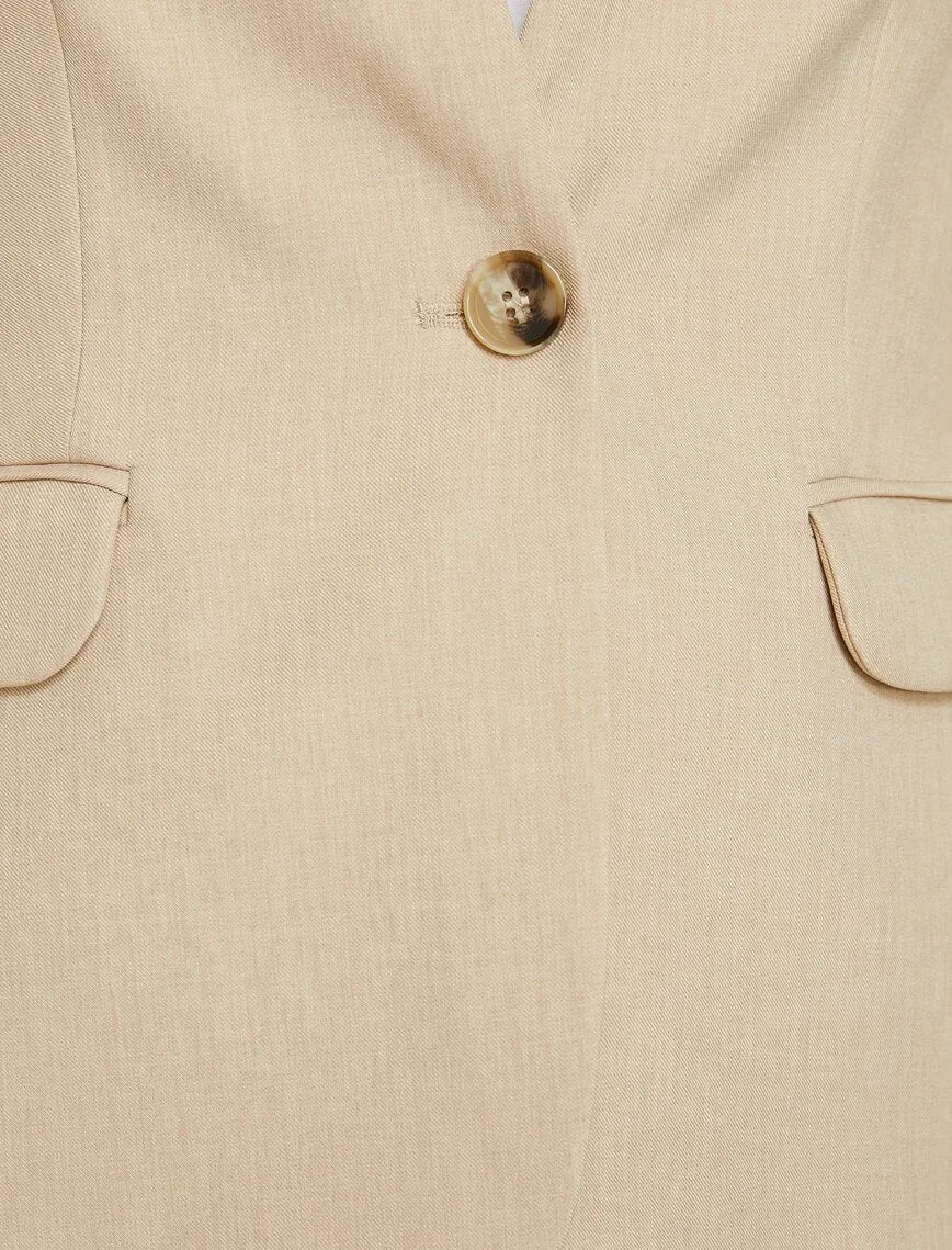 16536 Beige Collarless Jacket