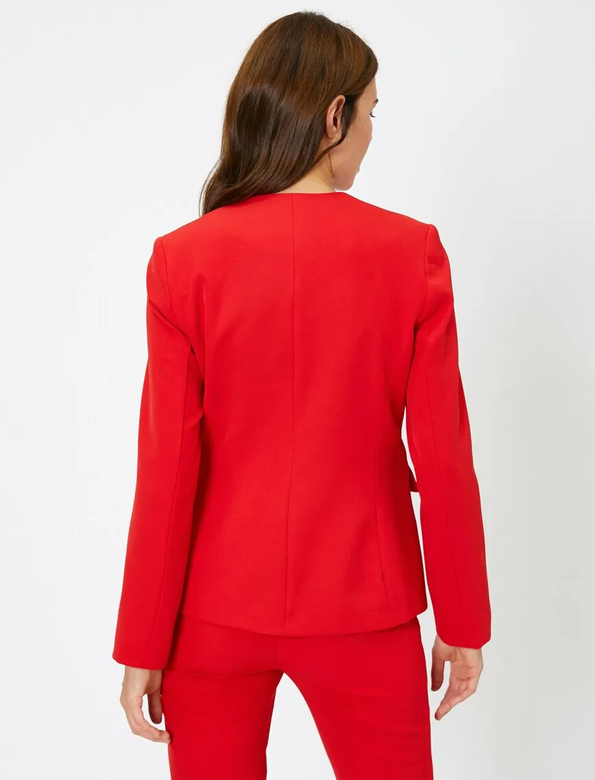 16553 Red Round Neck Jacket