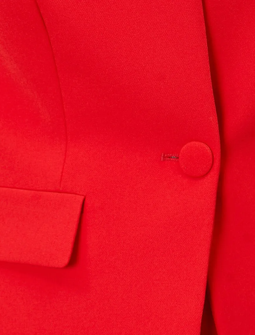 16553 Red Round Neck Jacket