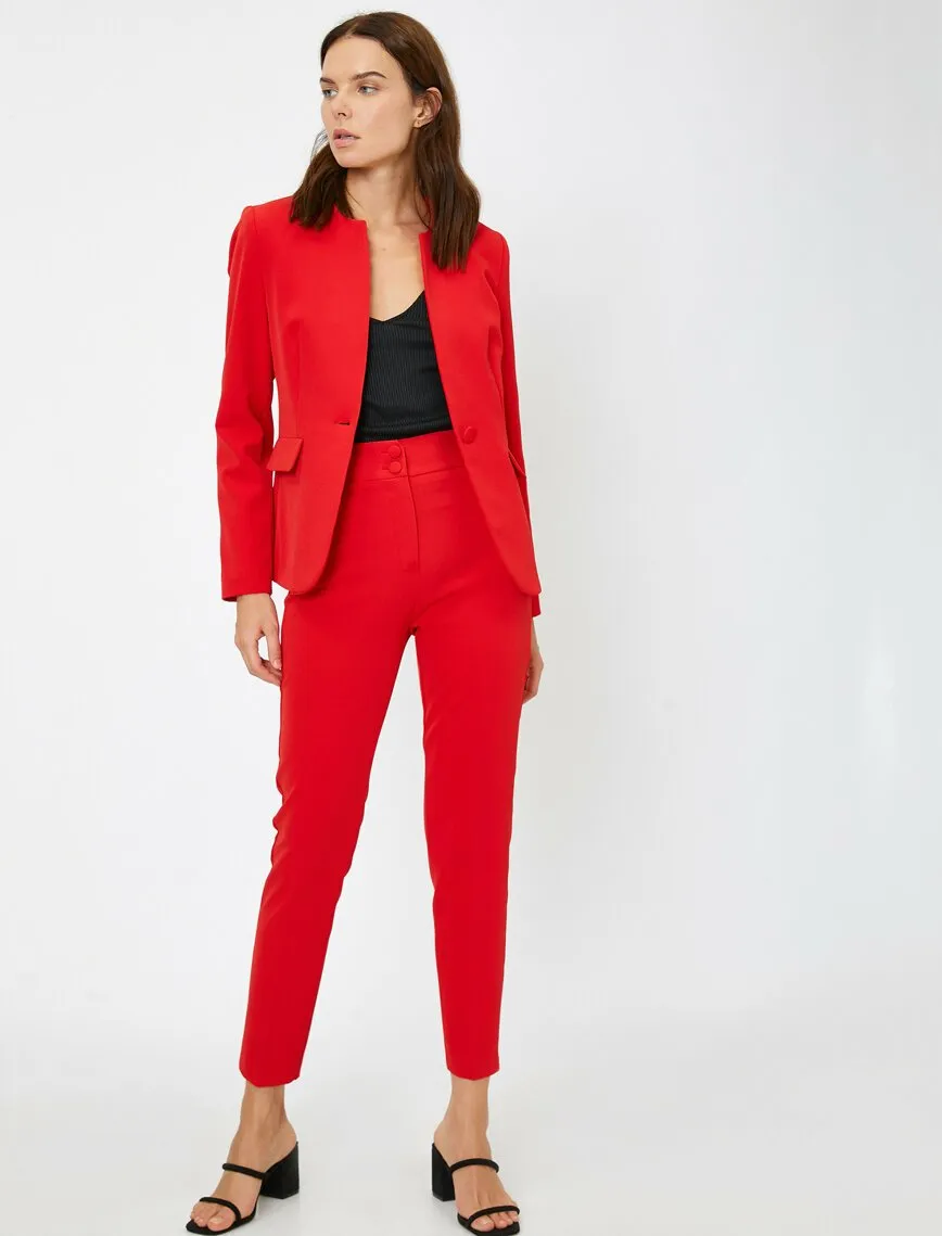 16553 Red Round Neck Jacket