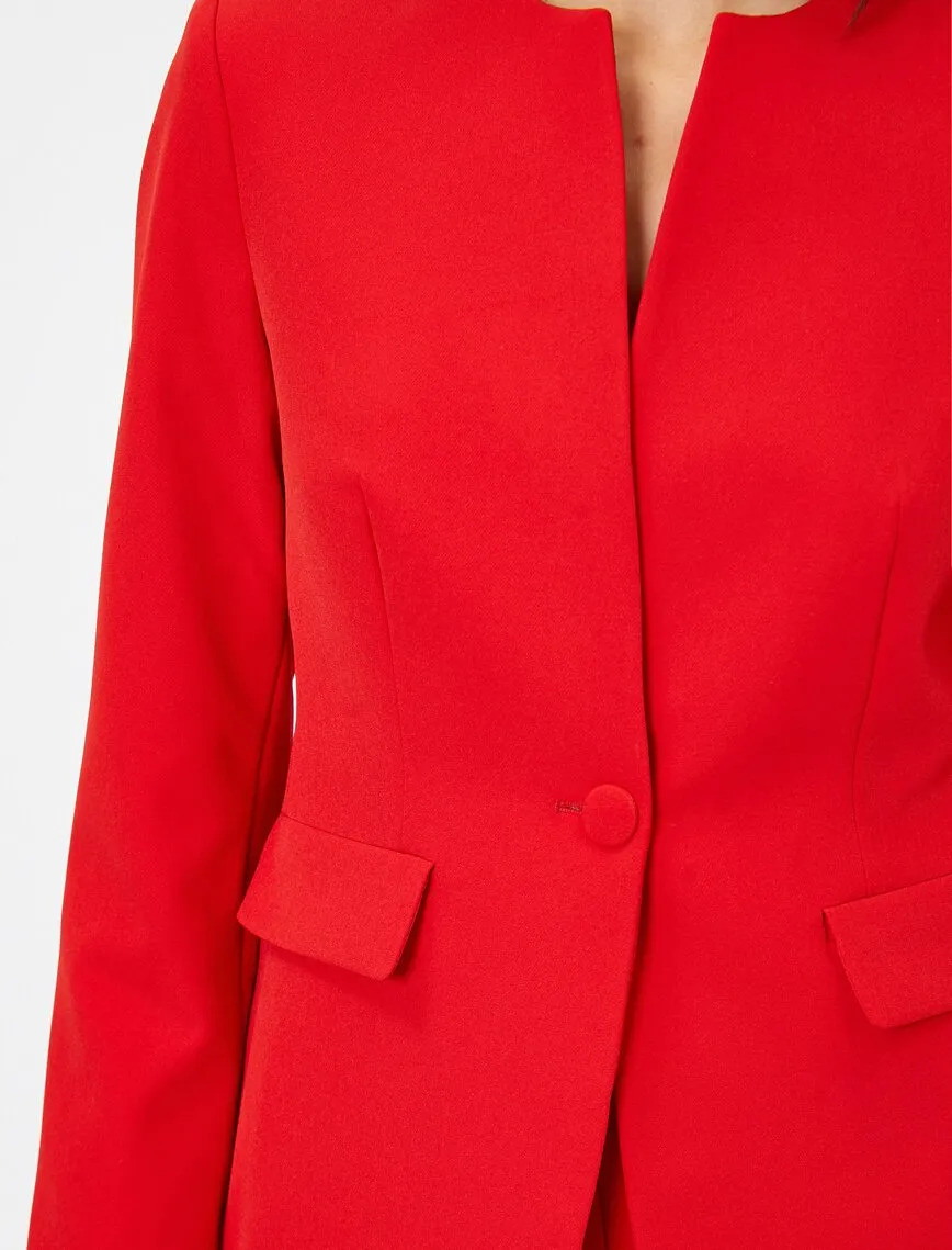 16553 Red Round Neck Jacket