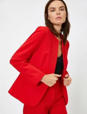 16553 Red Round Neck Jacket