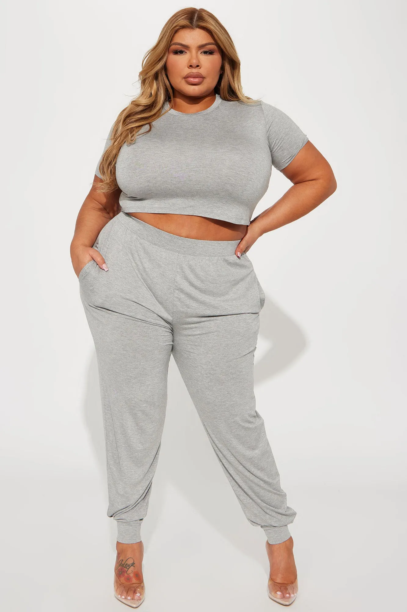 A Chill Day Pant Set - Heather Grey