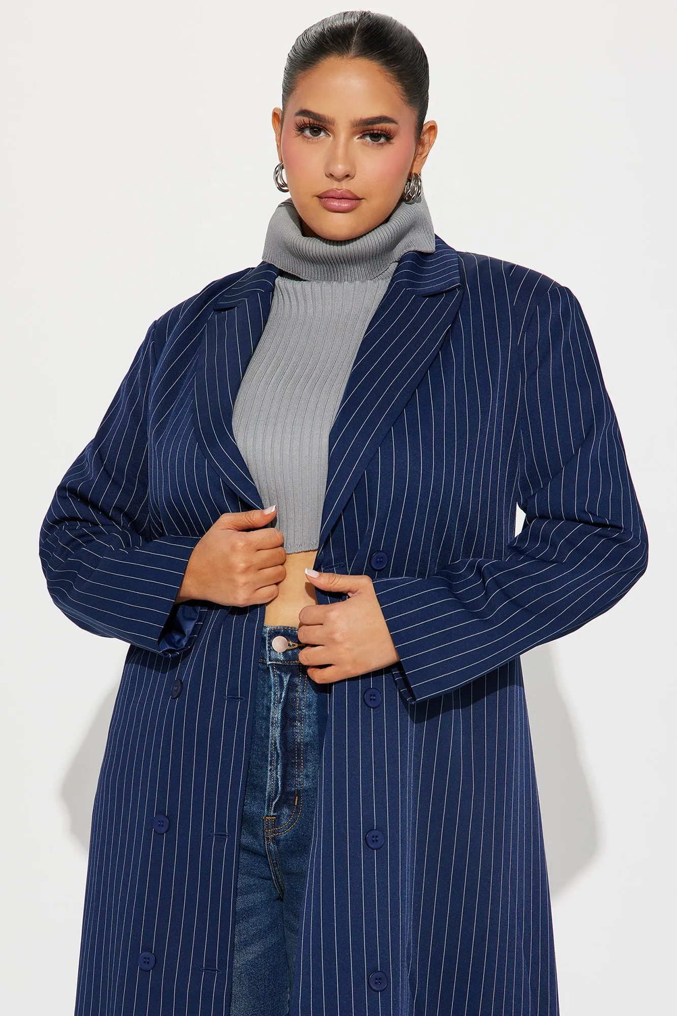 All The Business Blazer Long - Navy/combo