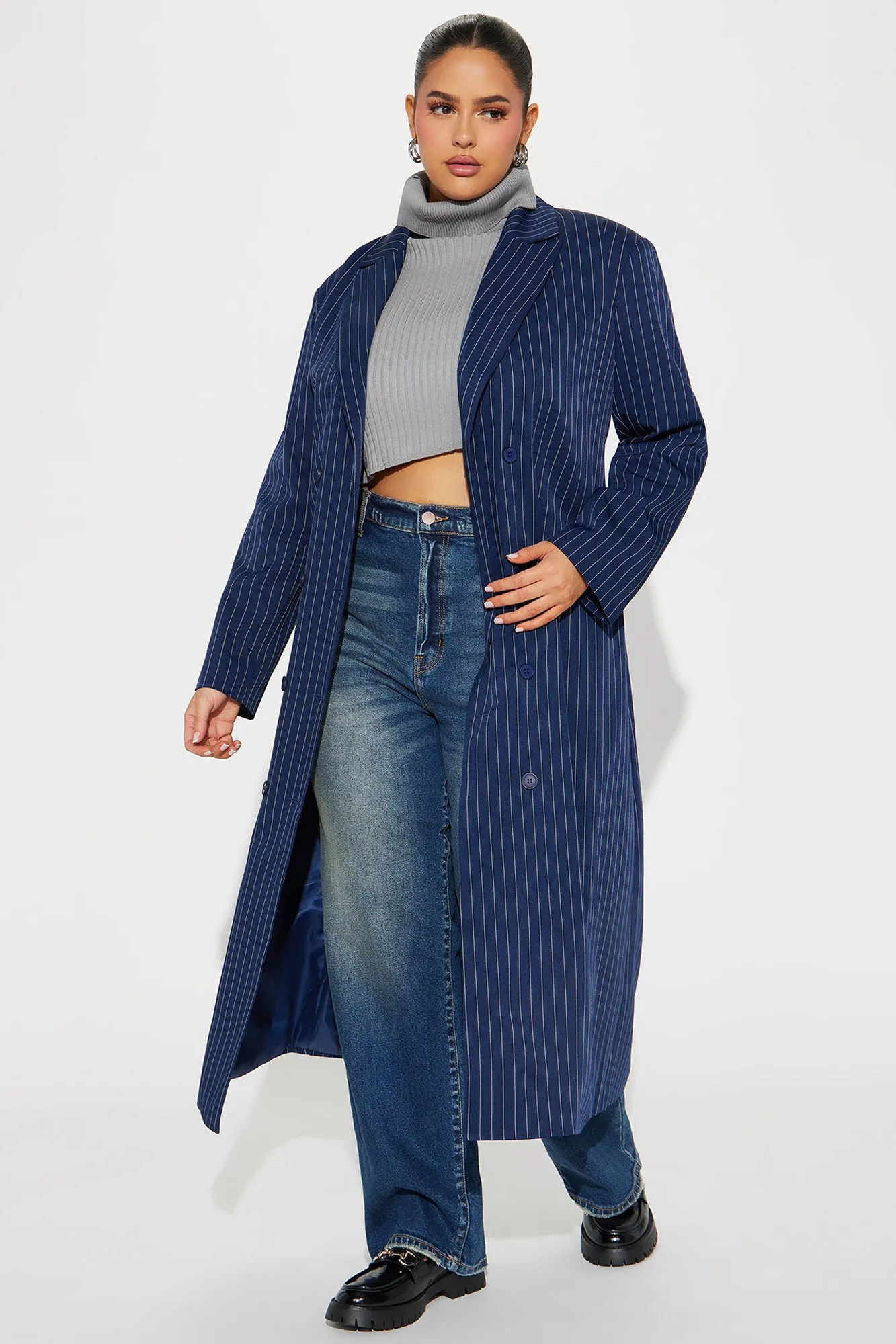 All The Business Blazer Long - Navy/combo
