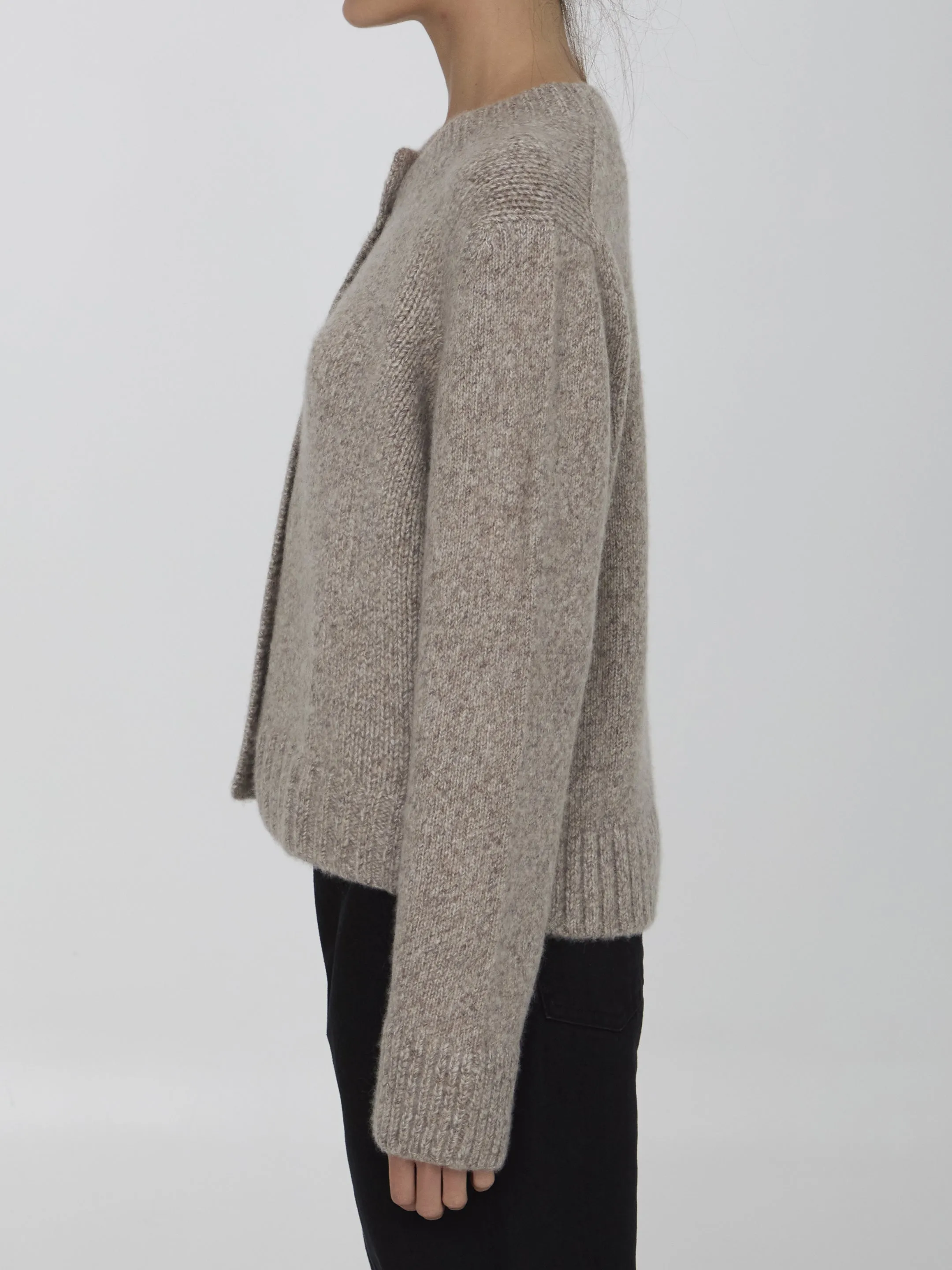 Allude Cashmere and Silk Cardigan in Beige