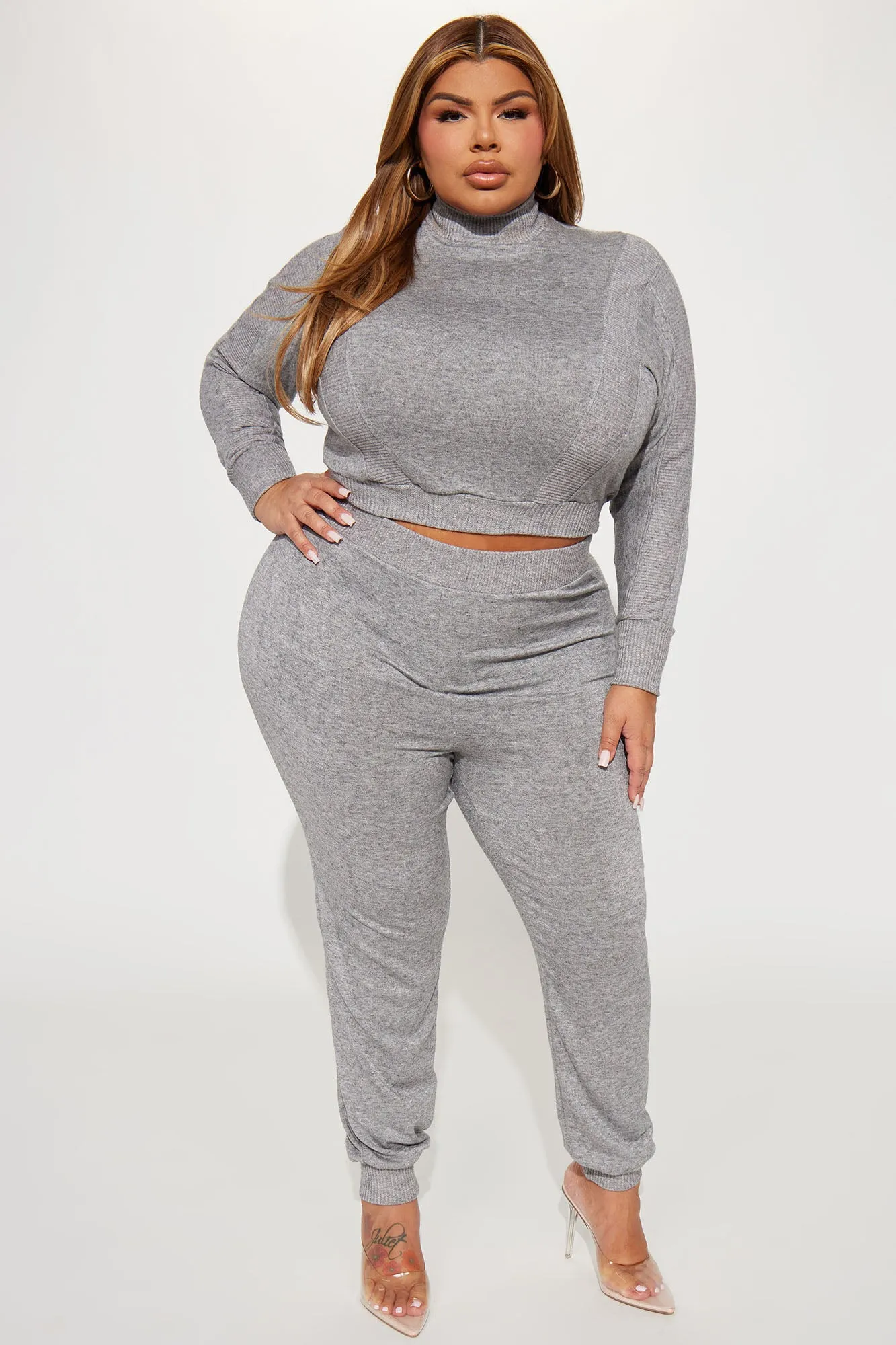 Back For You Jogger Set  - Heather Grey