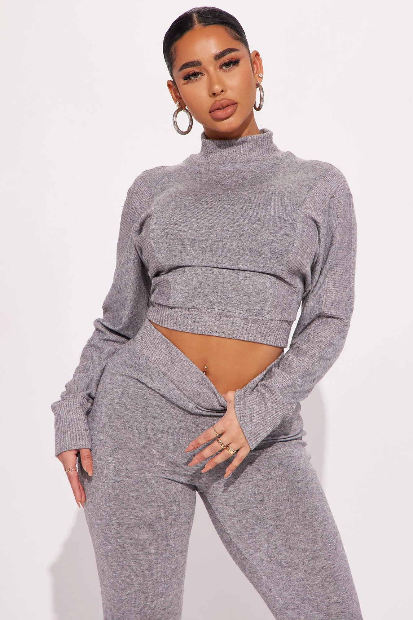 Back For You Jogger Set  - Heather Grey