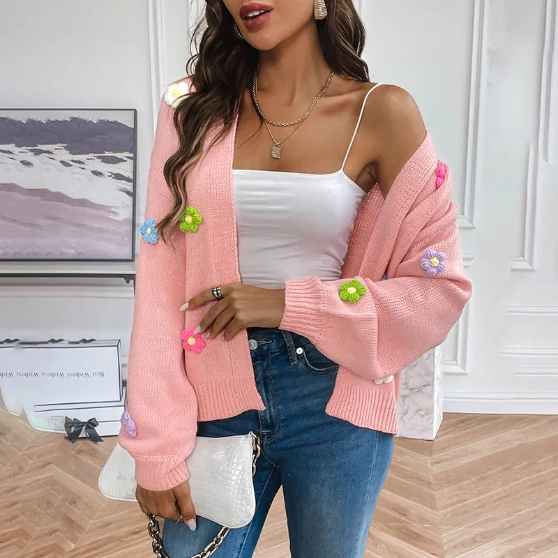 BerryBetty - 3D Floral Knitted Cardigan