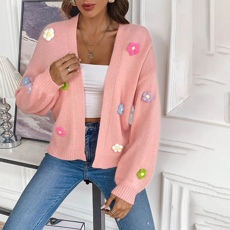 BerryBetty - 3D Floral Knitted Cardigan