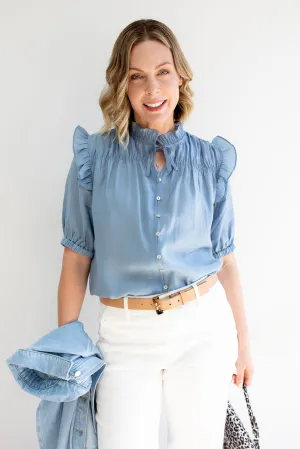 Bianca Blouse - Dusky Blue