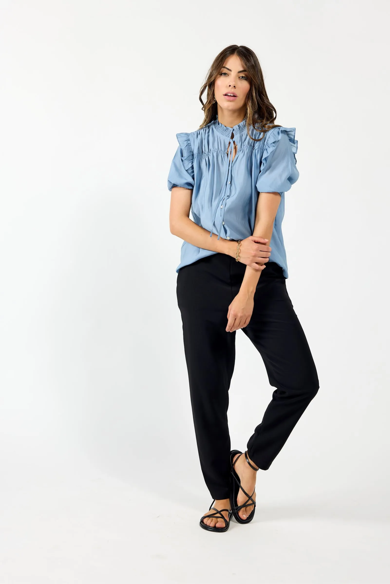 Bianca Blouse - Dusky Blue