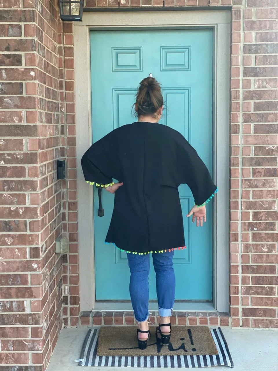 Black Pompom Kimono