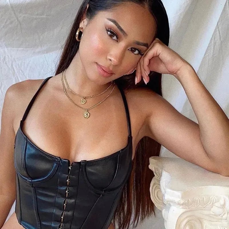 Black PU Leather Corset Bustier  Bold & Sexy Statement Piece