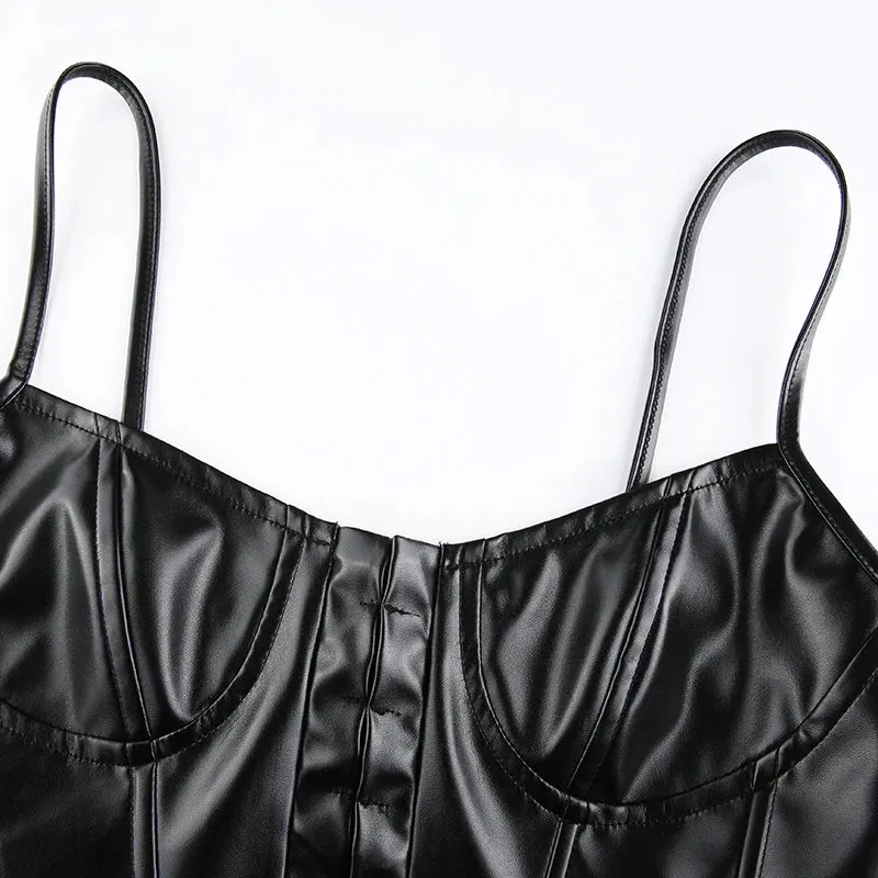 Black PU Leather Corset Bustier  Bold & Sexy Statement Piece