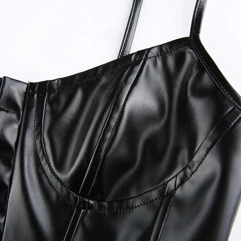 Black PU Leather Corset Bustier  Bold & Sexy Statement Piece