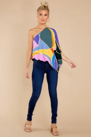 Bringing The Drama Teal Multi Print Top