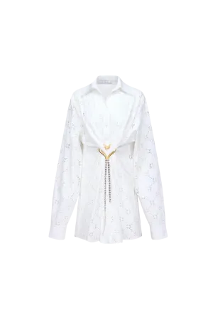 Broderie Anglaise Heart Draped Tunic
