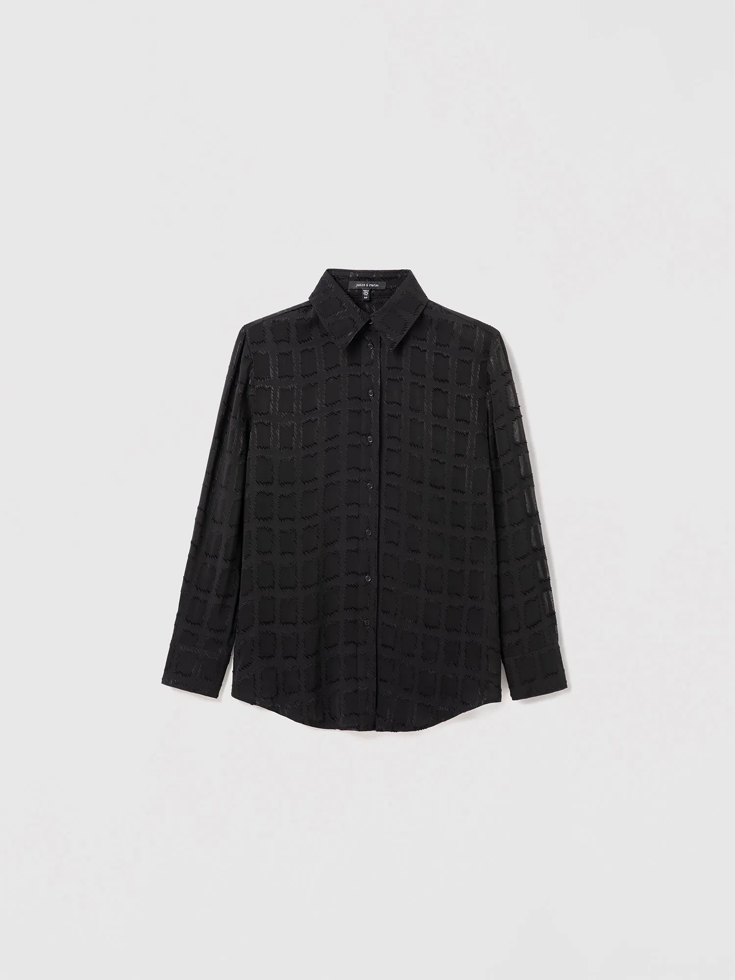 Burnout plaid sheer blouse