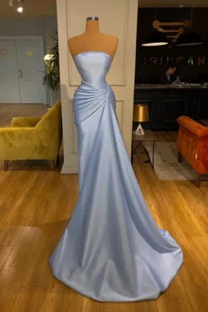 Classy Strapless Mermaid Formal Wears Long Blue Prom Dresses Classy Strapless Mermaid Formal Wears Long Blue Prom Dresses