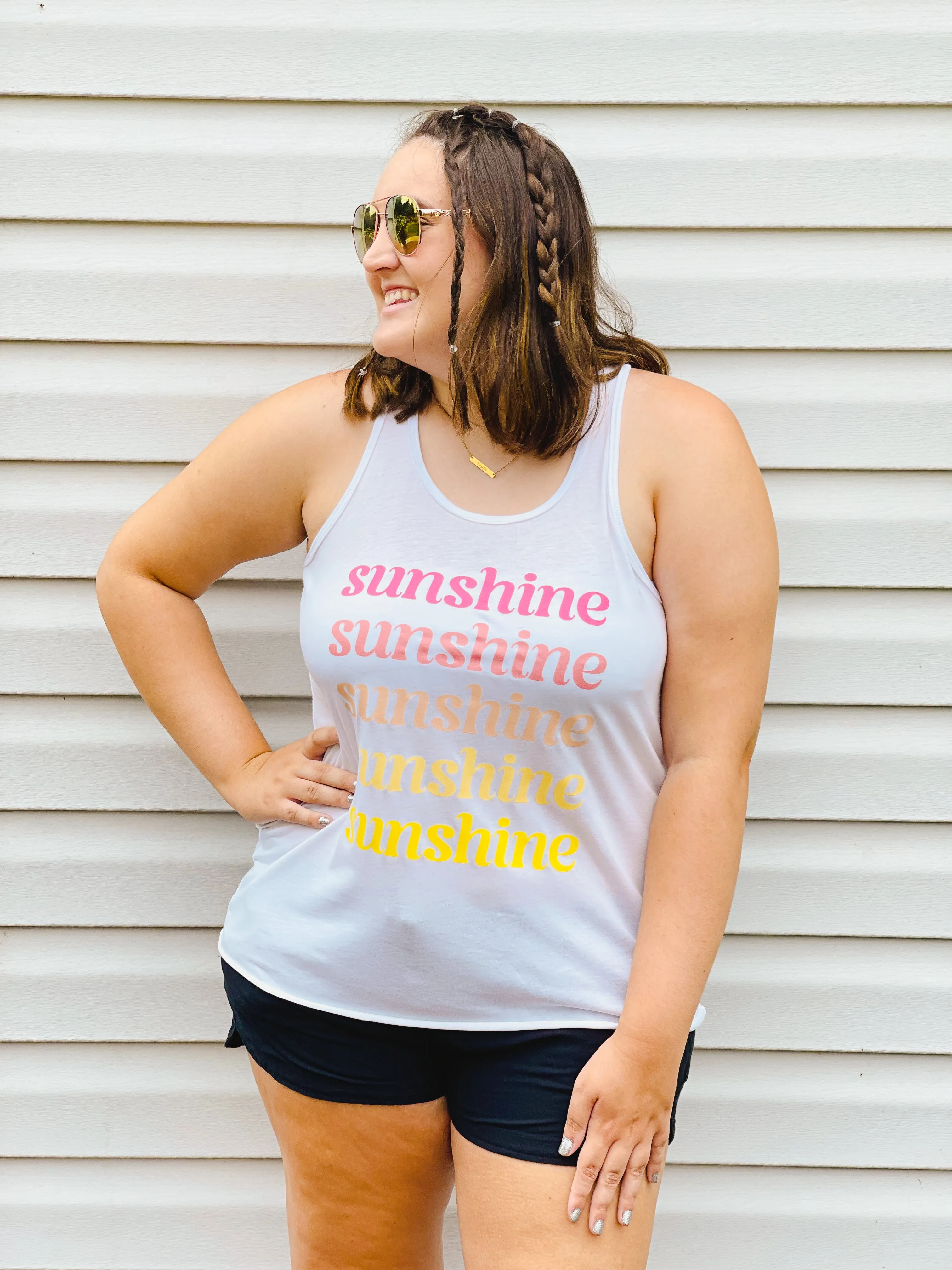 Colorful Sunshine Pleated Tank
