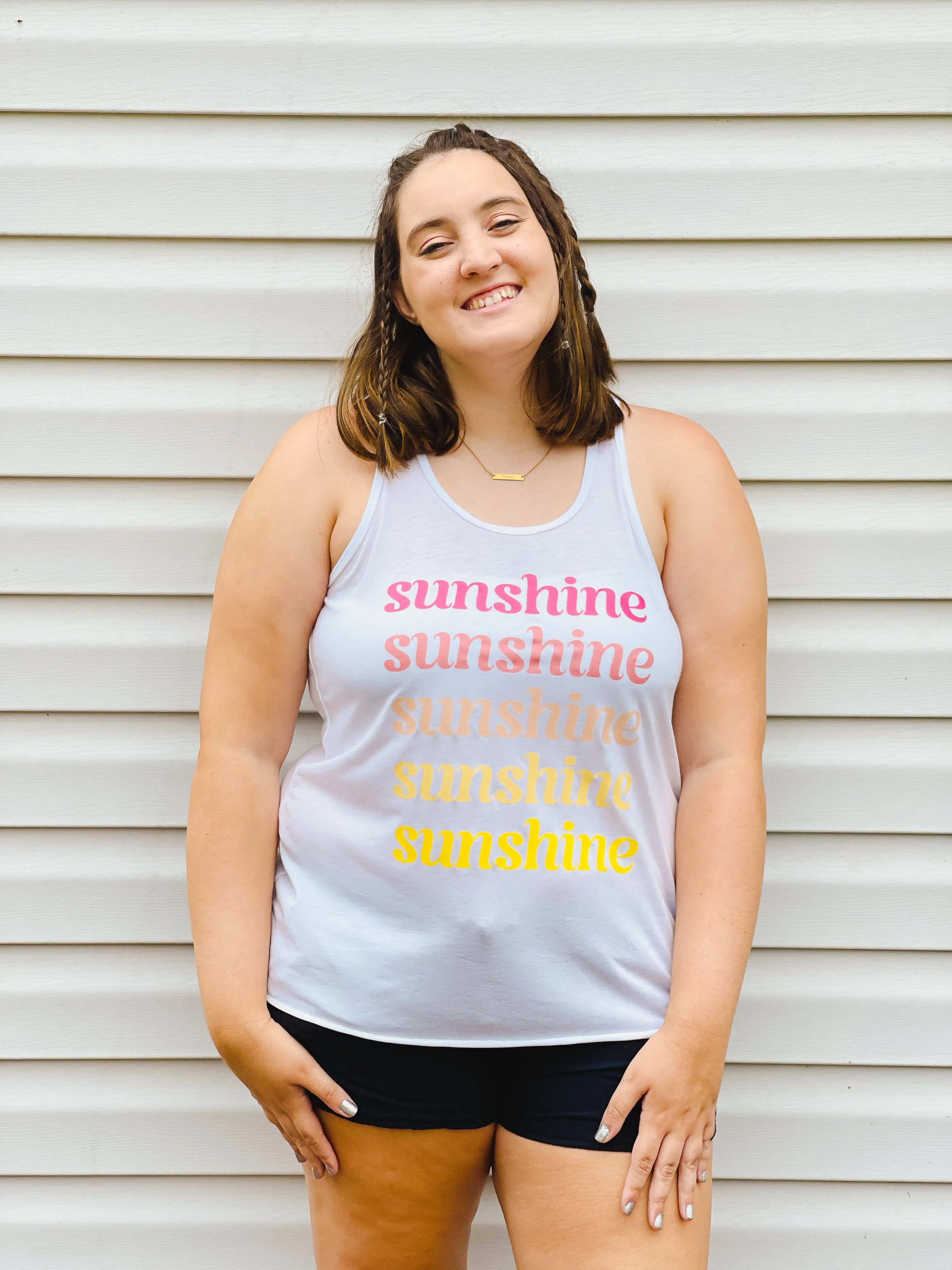 Colorful Sunshine Pleated Tank