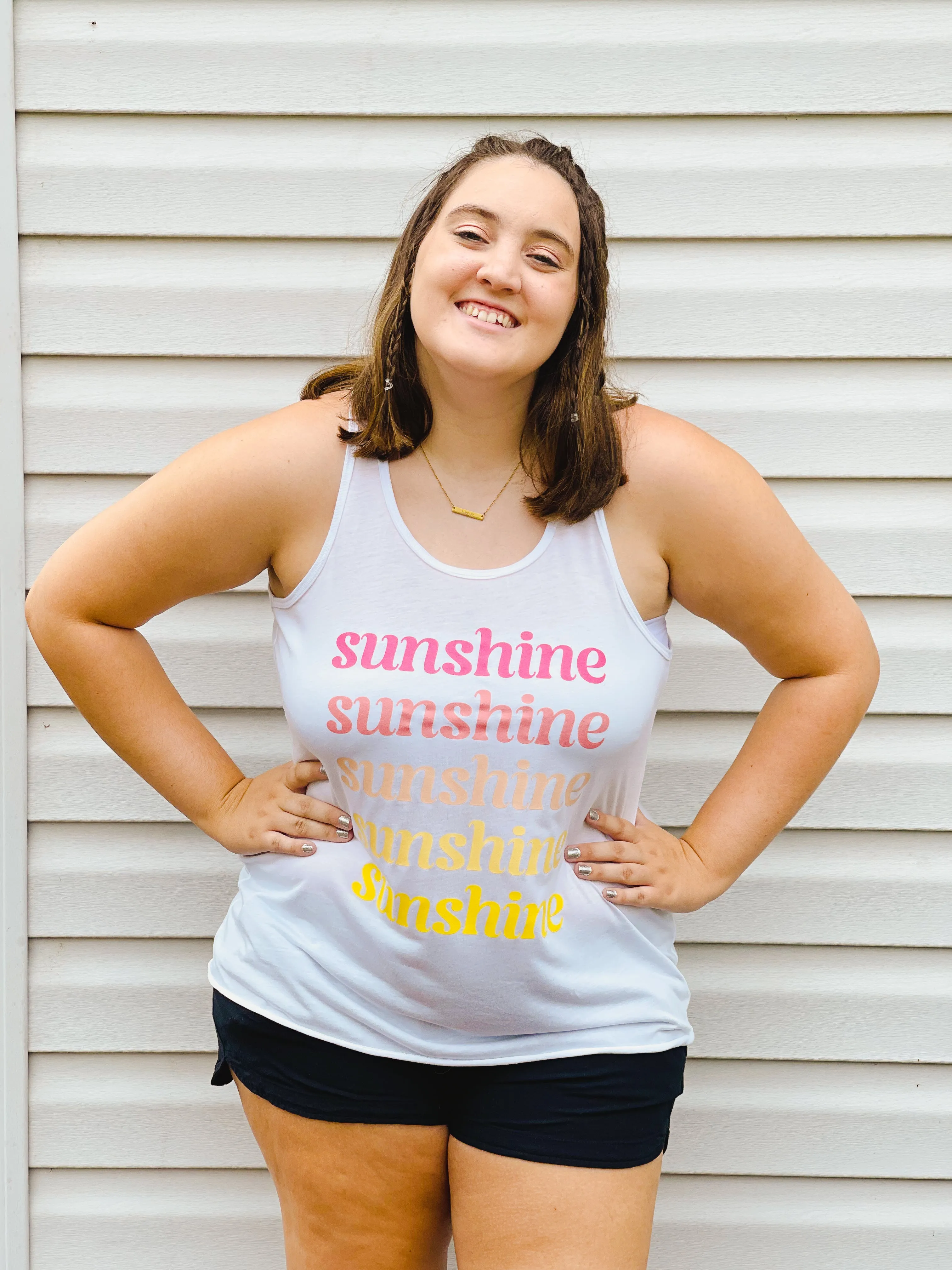 Colorful Sunshine Pleated Tank