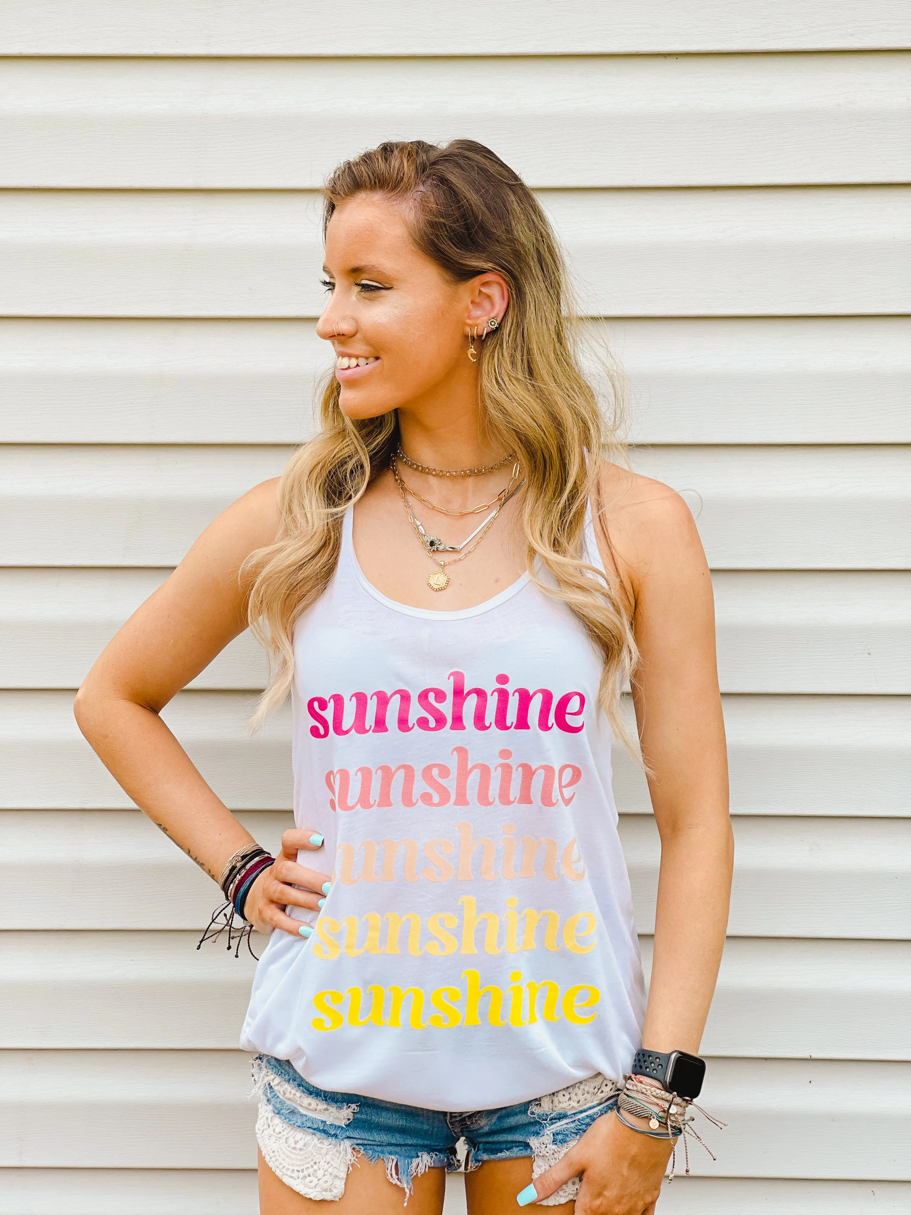 Colorful Sunshine Pleated Tank
