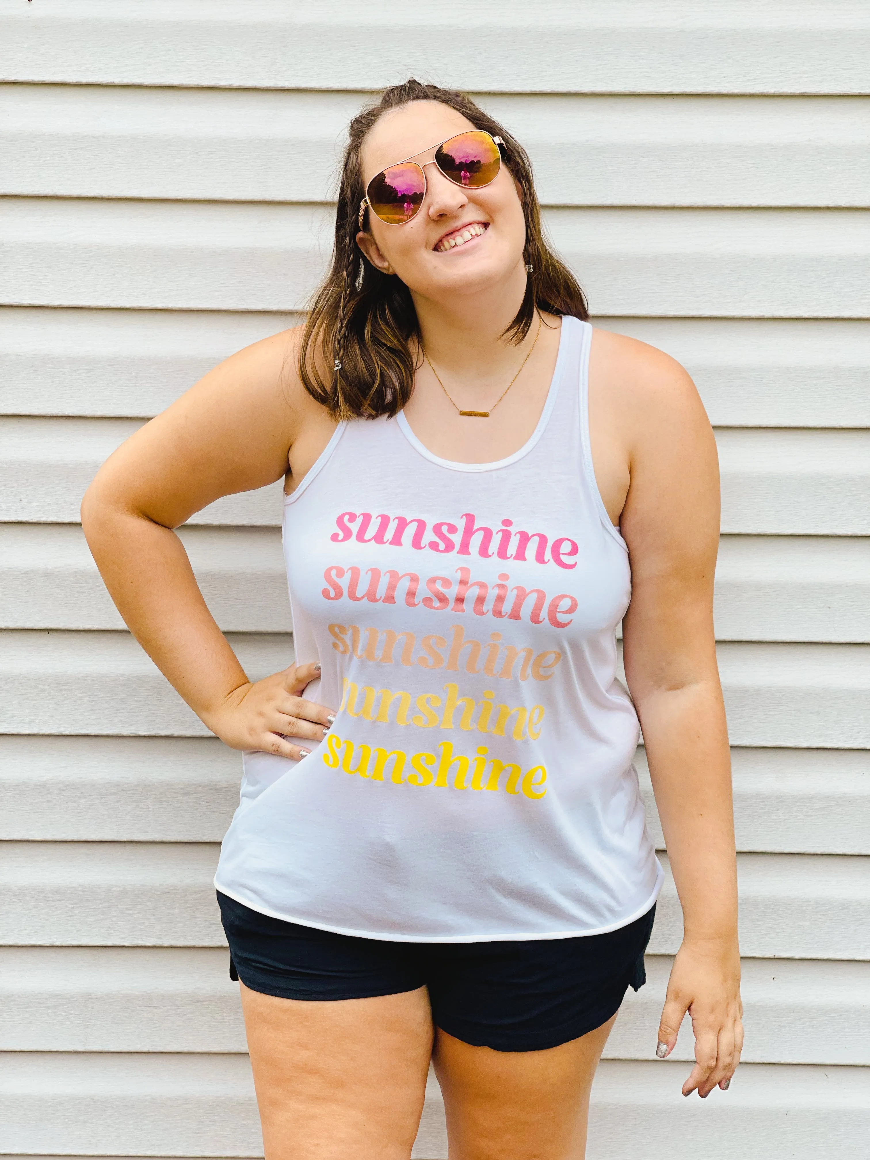 Colorful Sunshine Pleated Tank