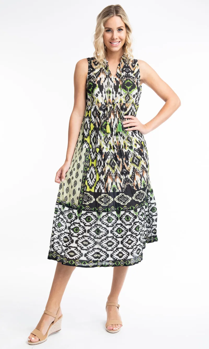 Cotton Dress Layers Sleeveless Izmir Green