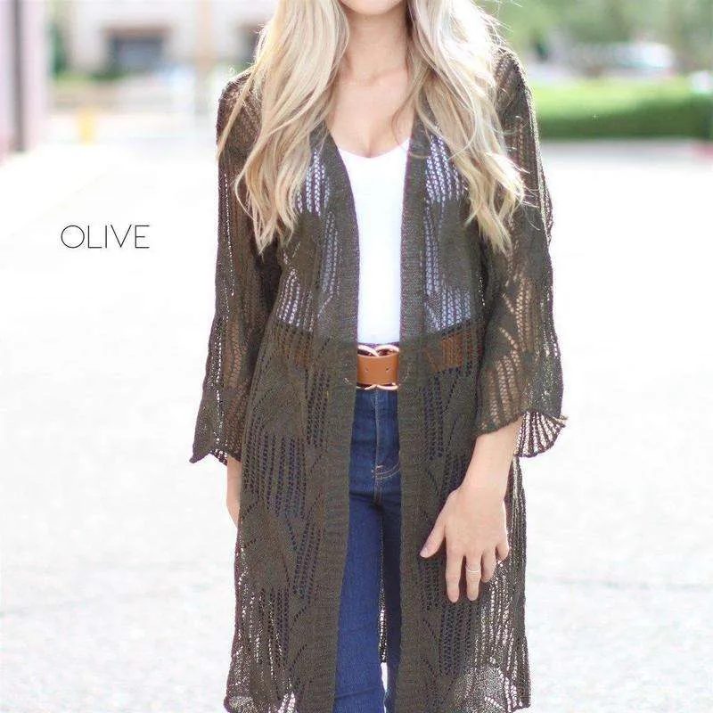 Crochet Knit Open Cardi