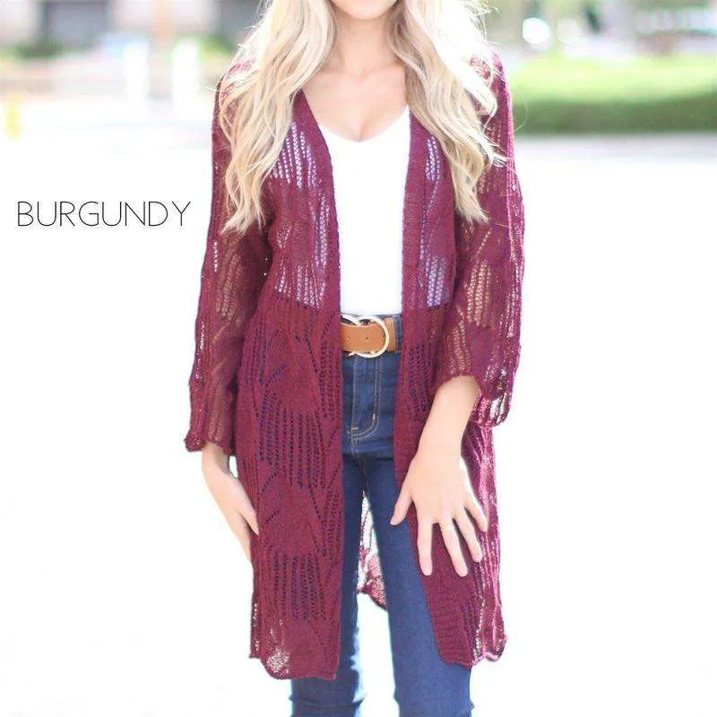 Crochet Knit Open Cardi