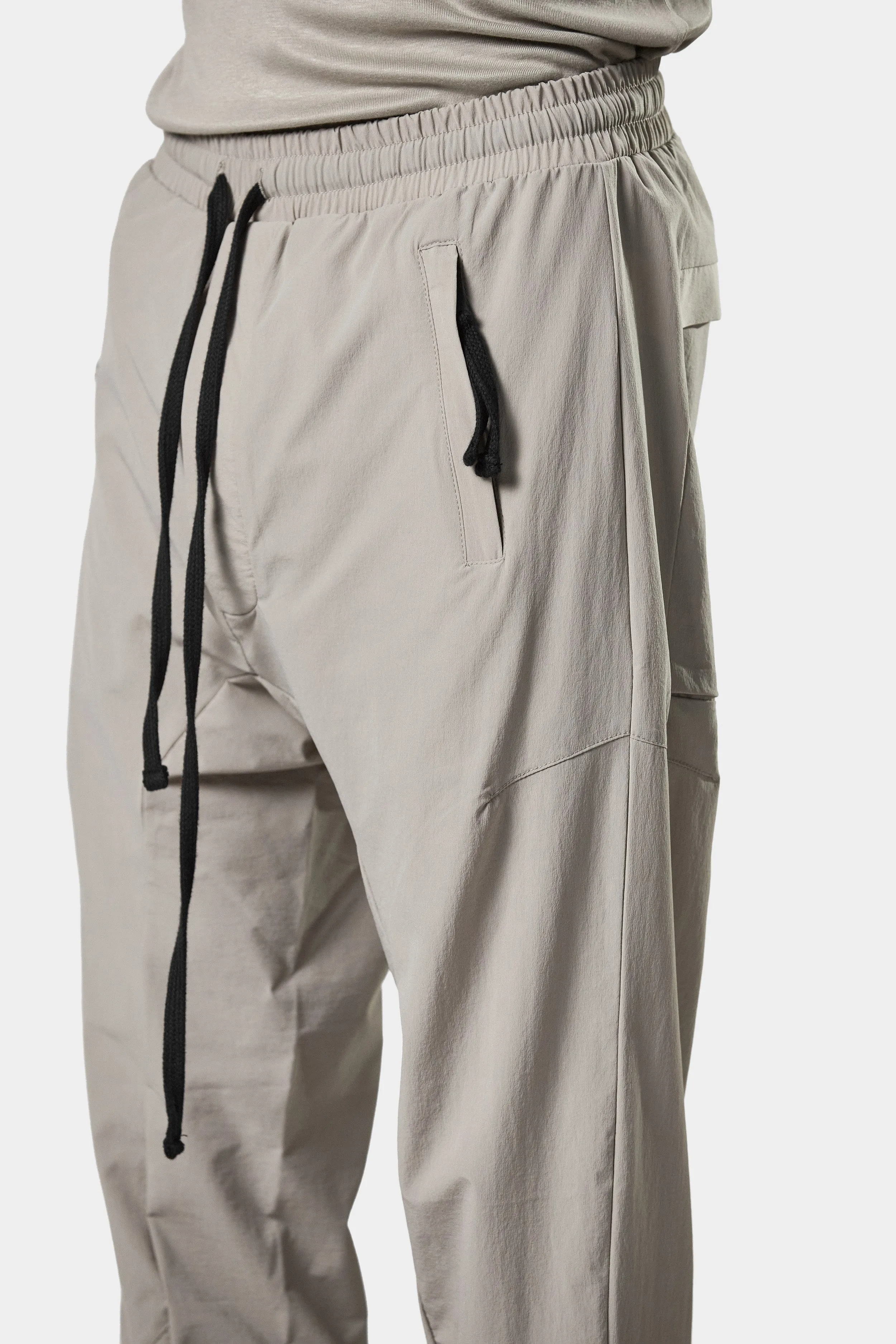 Drop crotch drawstring pants, Beige