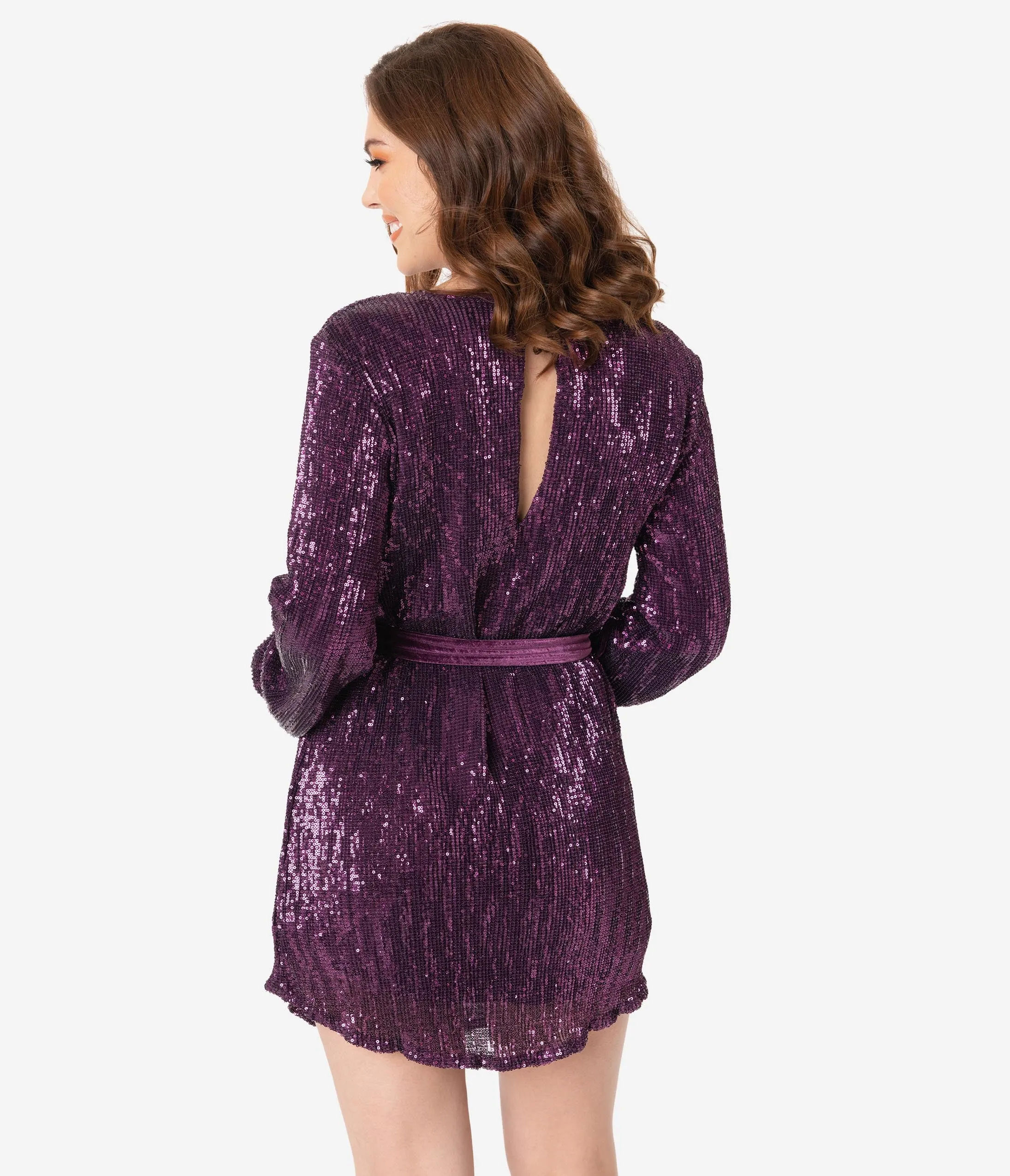 Eggplant Sequin Mini Dress