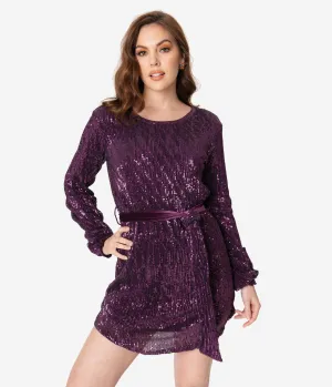 Eggplant Sequin Mini Dress