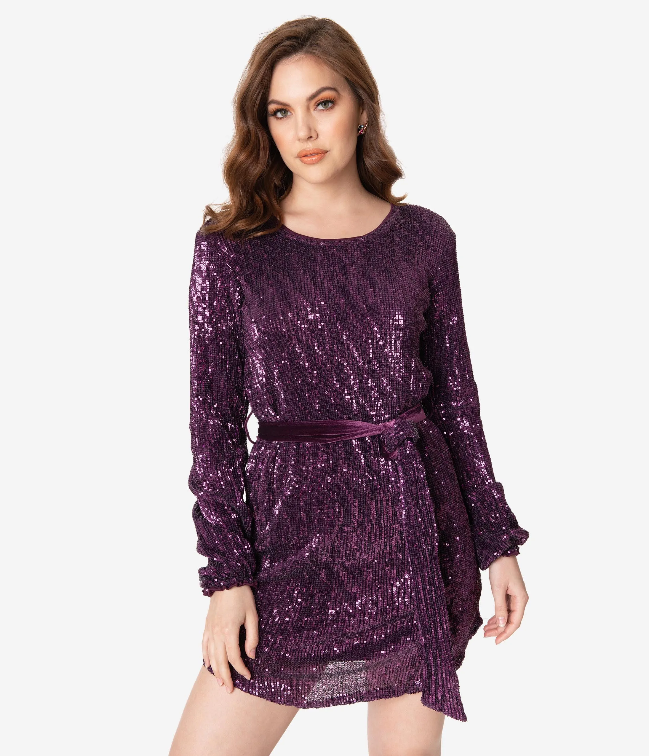Eggplant Sequin Mini Dress