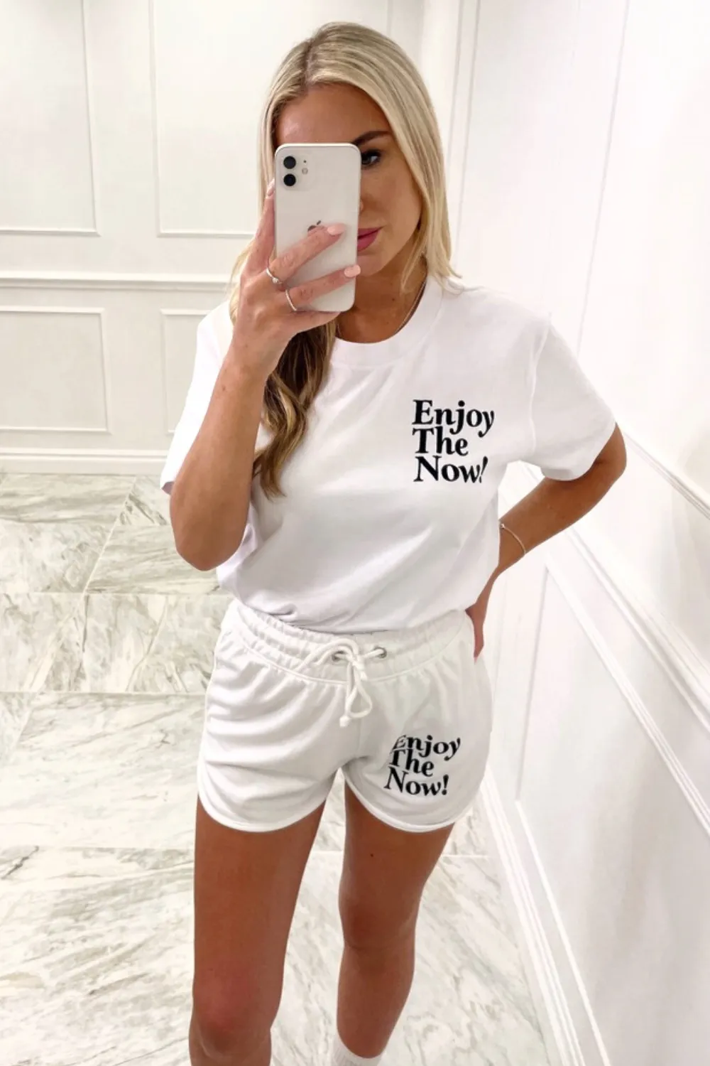 enjoy the now black & white embroidered short co-ord