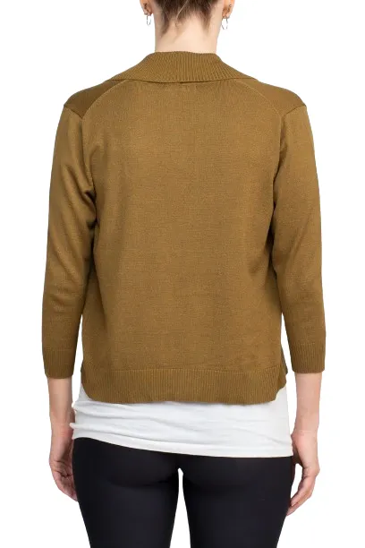 Esperanza Open Front 3/4 Sleeve Cropped Rayon Cardigan