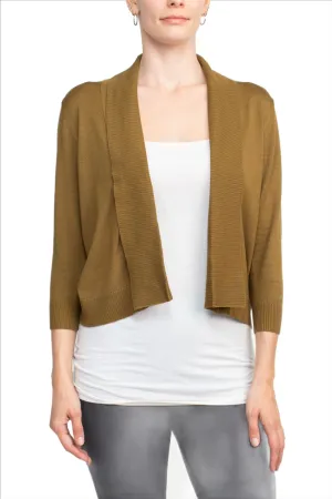 Esperanza Open Front 3/4 Sleeve Cropped Rayon Cardigan