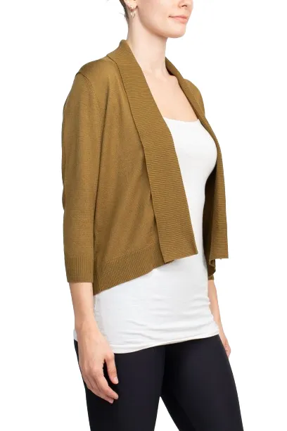 Esperanza Open Front 3/4 Sleeve Cropped Rayon Cardigan
