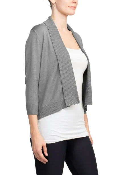 Esperanza Open Front 3/4 Sleeve Cropped Rayon Cardigan