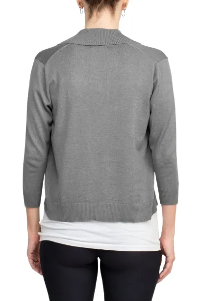 Esperanza Open Front 3/4 Sleeve Cropped Rayon Cardigan