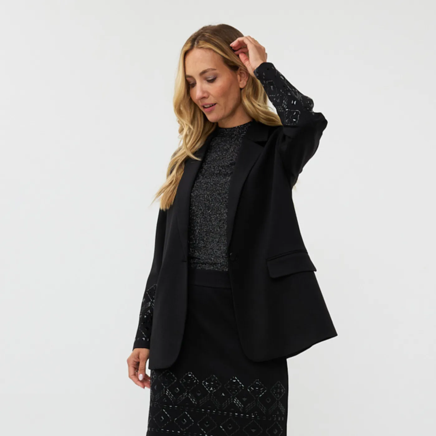 Esqualo Blazer with Sleeve Embellishment