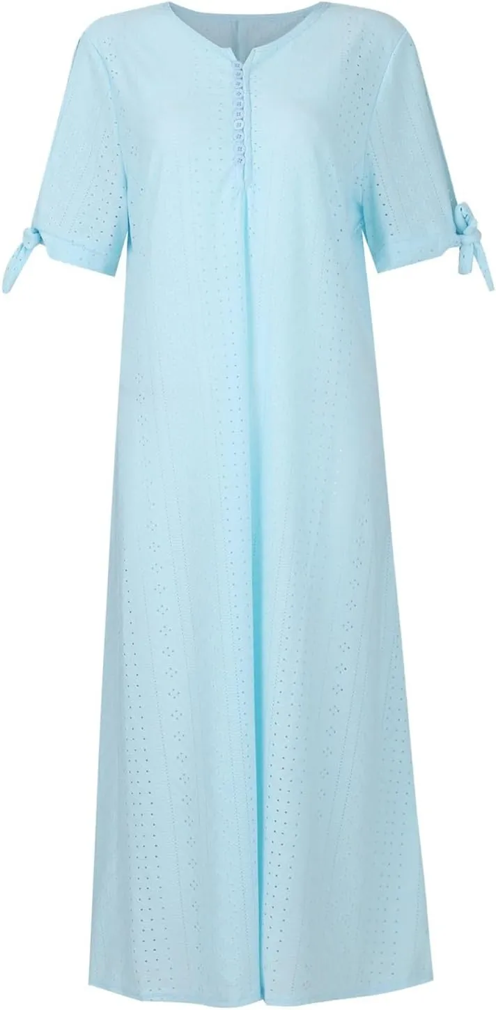 fanmpghleoo Maxi Dress for Women 2025 Cold Shoulder Eyelet Dress with Pockets Beach Vacation Boho Wedding Guest Midi Dresses