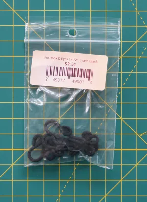 Fur Hook & Eyes 1-1/2" 3 Sets