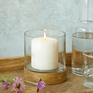 Glass Star Etched Small Candle Holder